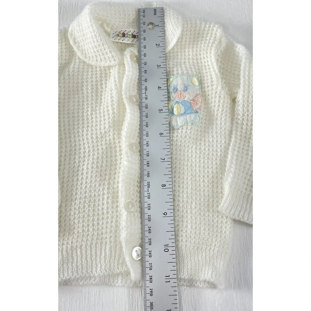 Vintage knit retro 90s childwise Button cardigan‎ sweater 0-6months Teddy Bear